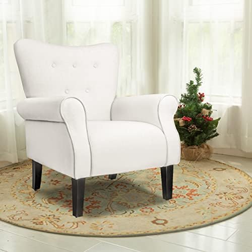 Beige Fabric High Backrest Accent Chair M77329
