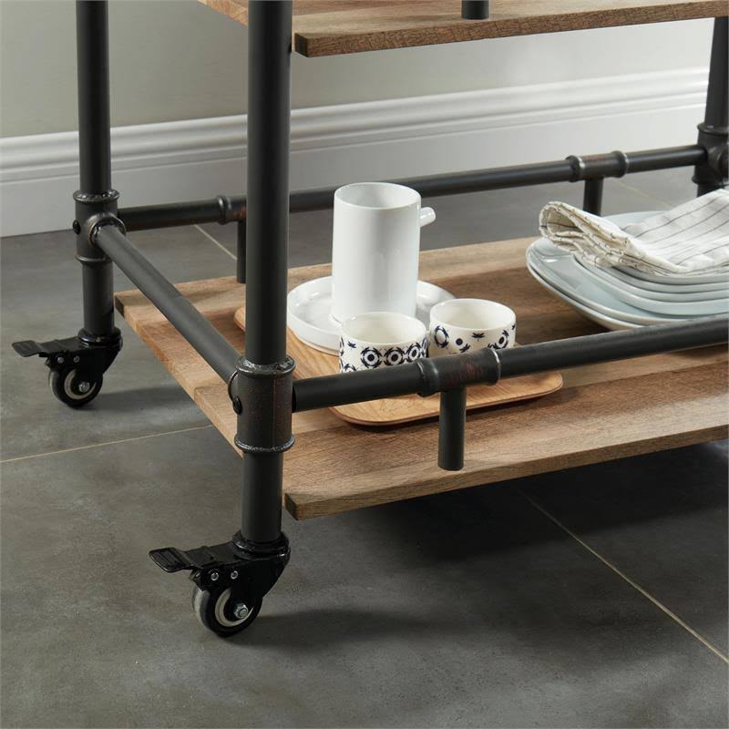 Sand Black Industrial Metal Bar Cart Z13649