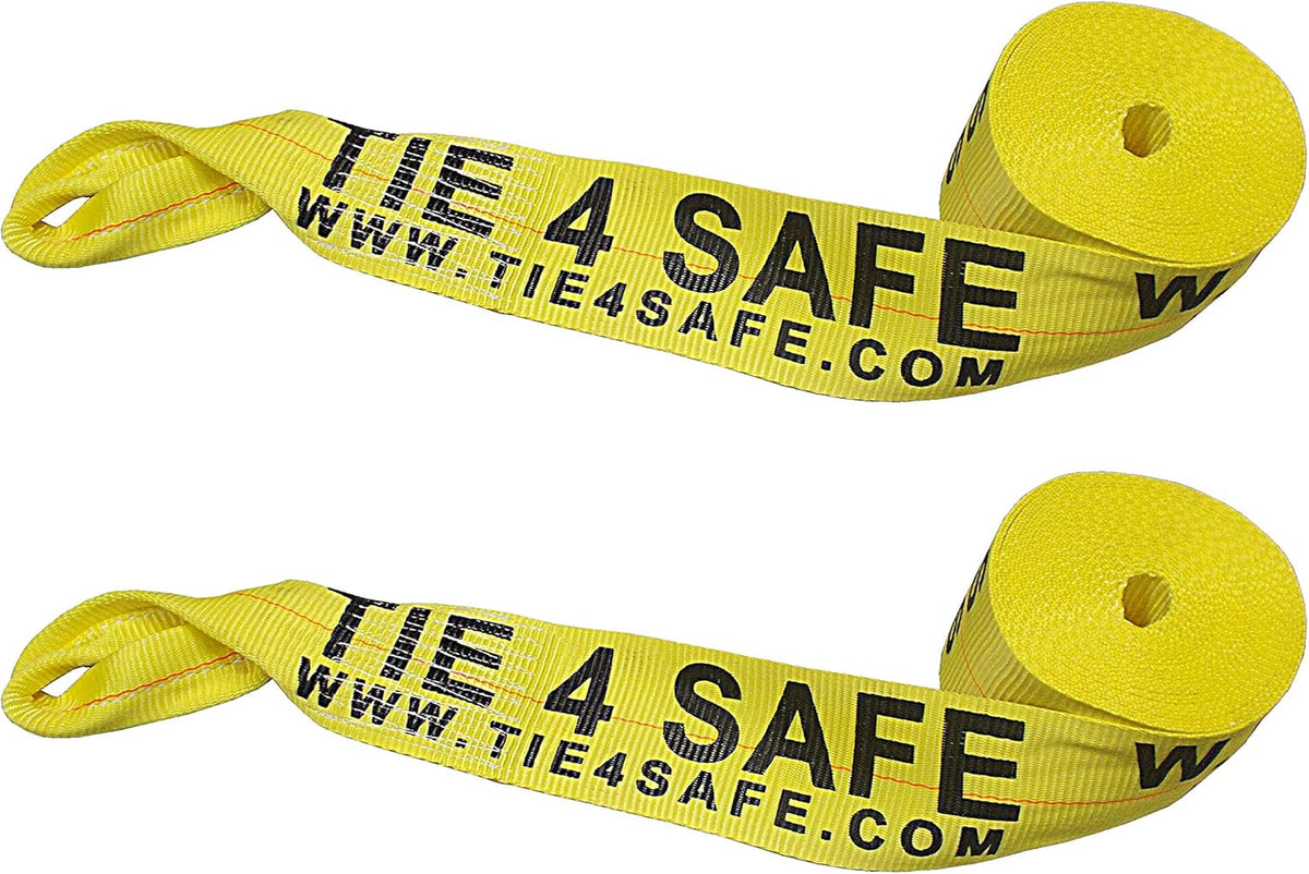 4" x 30' Heavy Duty Twisted Sewn Loop Winch Strap Tie Down (Black, 8 - Pack) P930