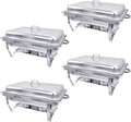 Chafing Dish Buffet Set 4 Pack 8QT Half Size Food Warmer Chafer Complete Set with Water Pan, Chafing Fuel Holder P320