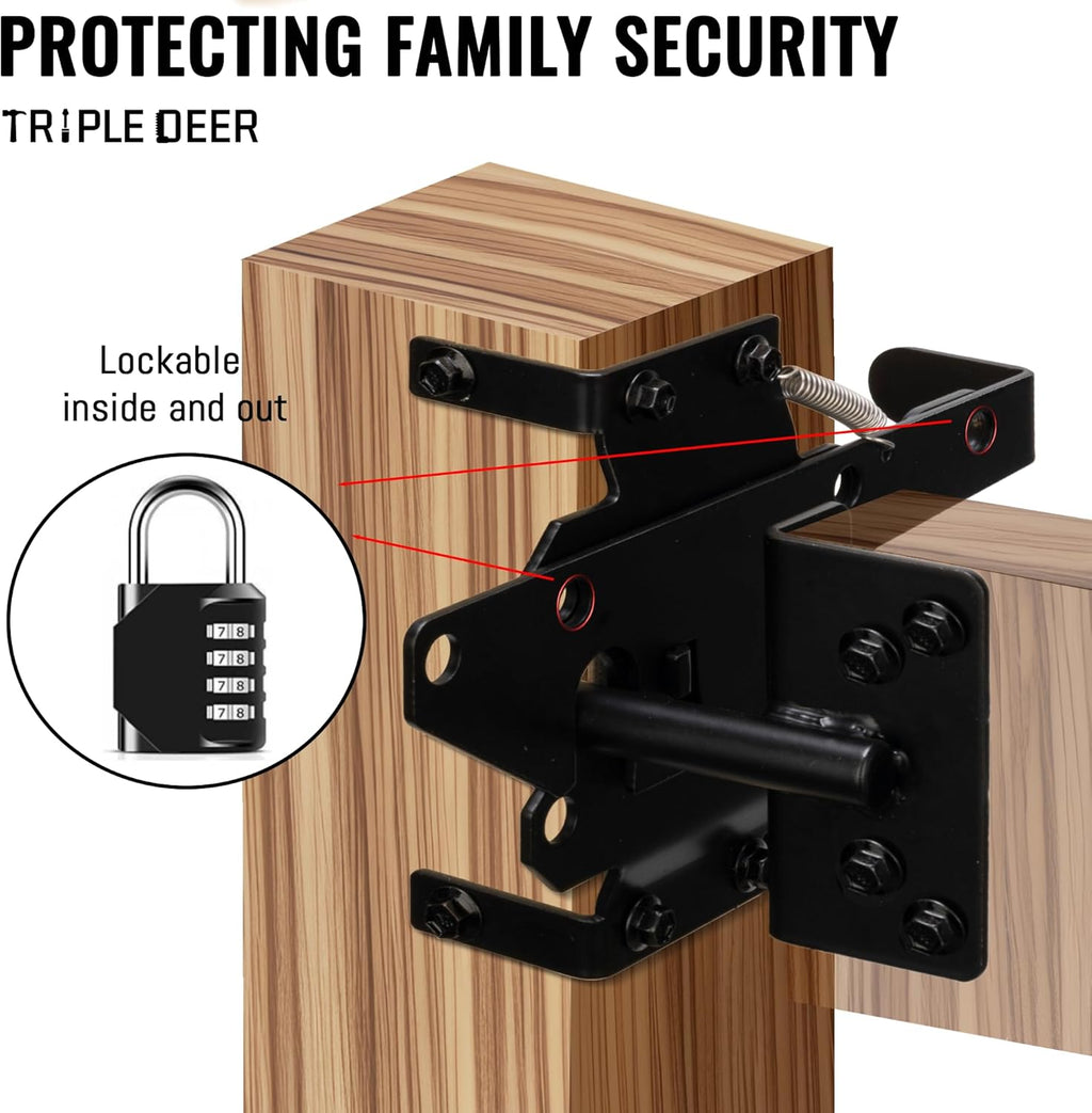 Black Metal Self-Locking Gate Latch M489