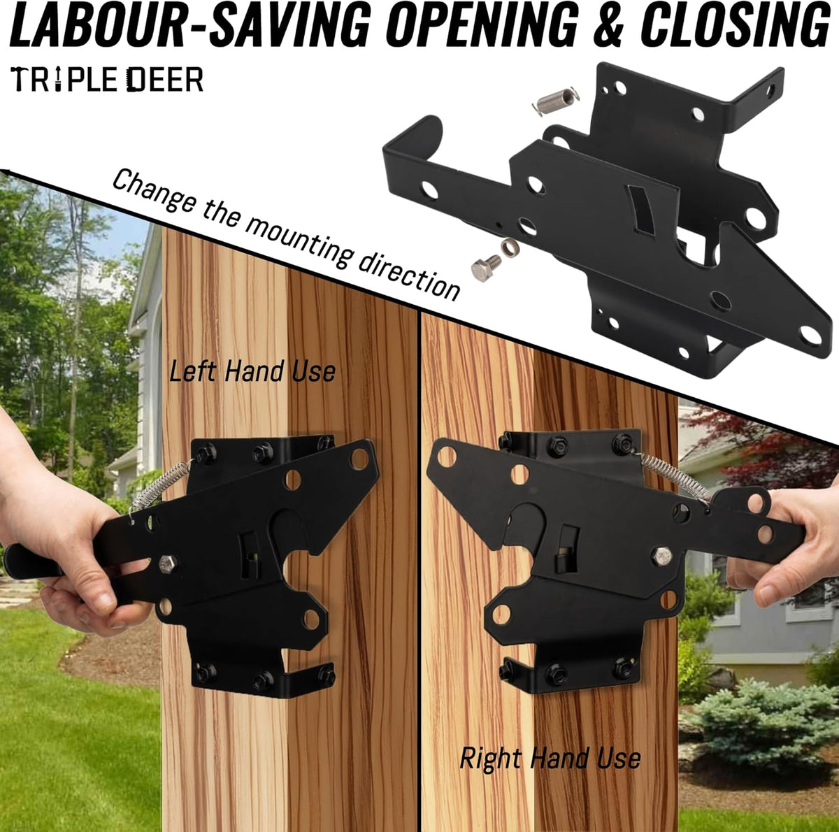 Black Metal Self-Locking Gate Latch M489