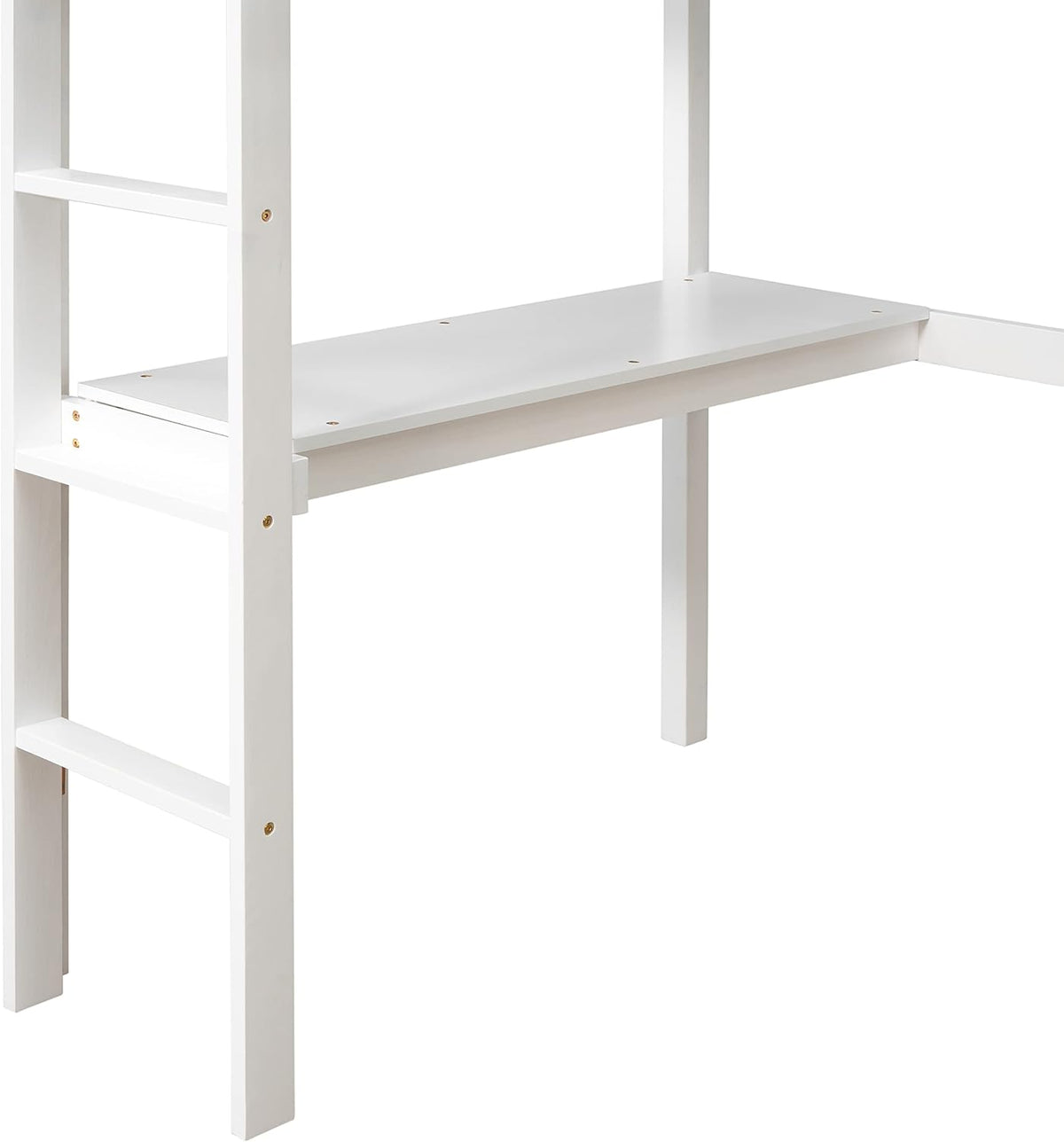 White Twin Size Loft Bed with Desk and Ladder M176177