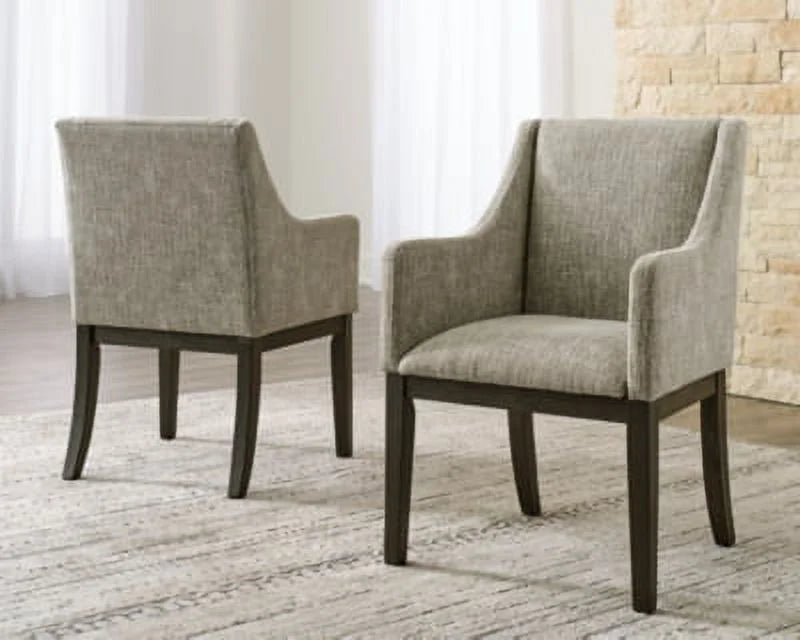 Gray & Dark Brown Upholstered Arm Chair, Set of 2 P55028