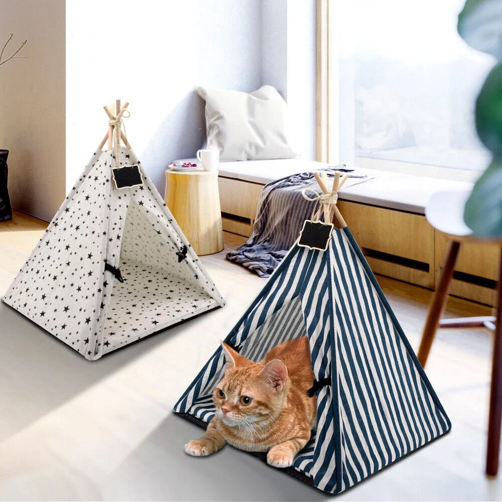 Pet Mini Teepee Tent Bed Play House With Cushion I104