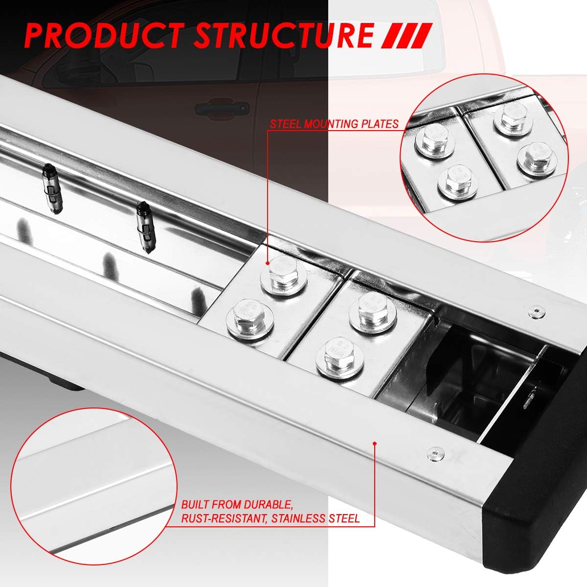 Polished Chrome Stainless Steel Nerf Bar Running Boards P2341