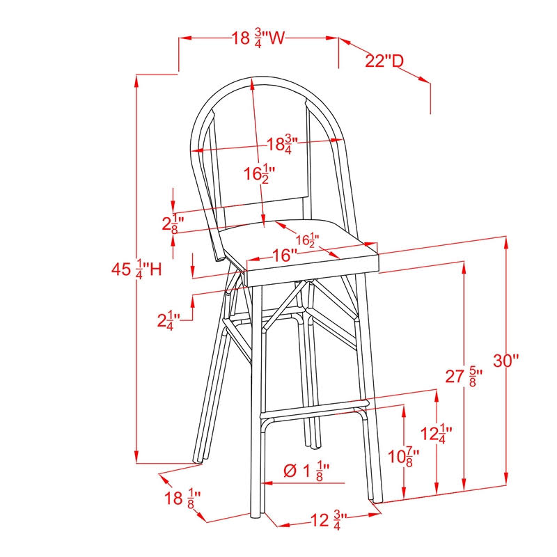 Navy Aluminum Patio Bar Chairs Set of 2 H173