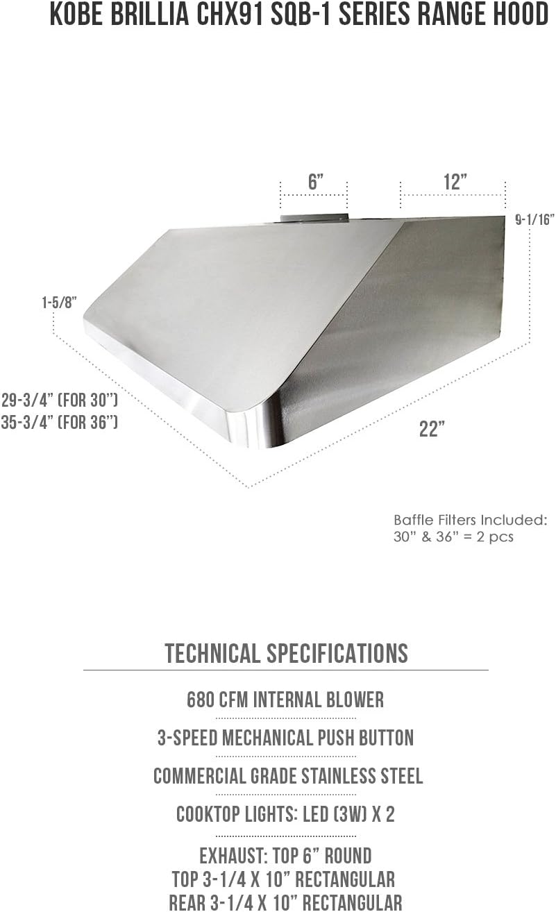 Under Cabinet Range Hood, 3-Speed, 680 CFM, Baffle Filters X271890