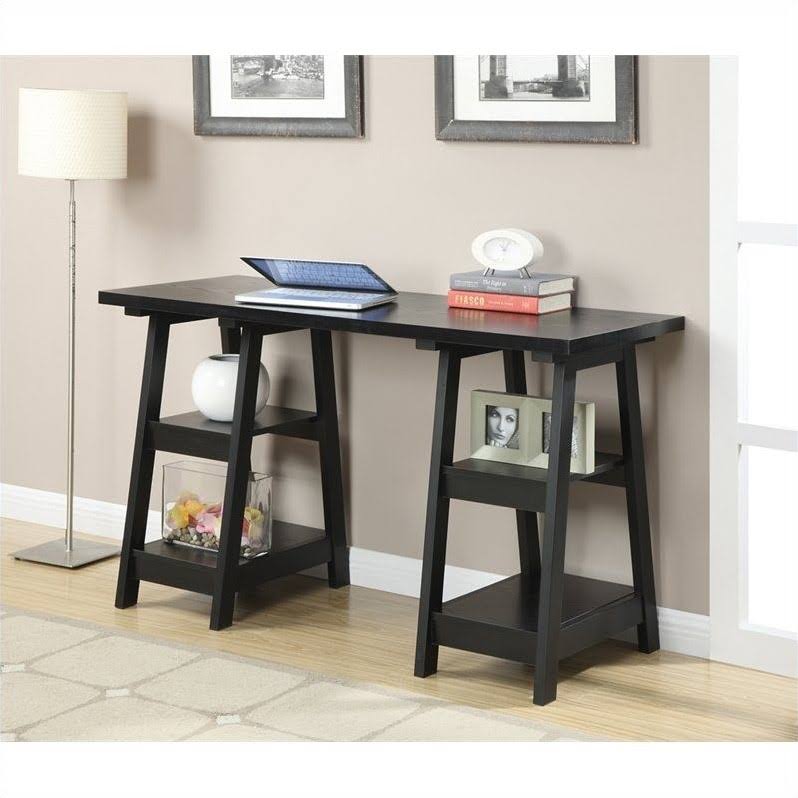 Black Double Trestle Desk B78589