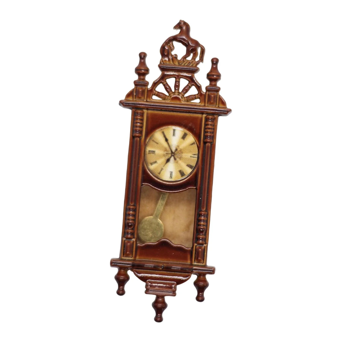 Brown Wooden Dollhouse Wall Clock Playset D68174