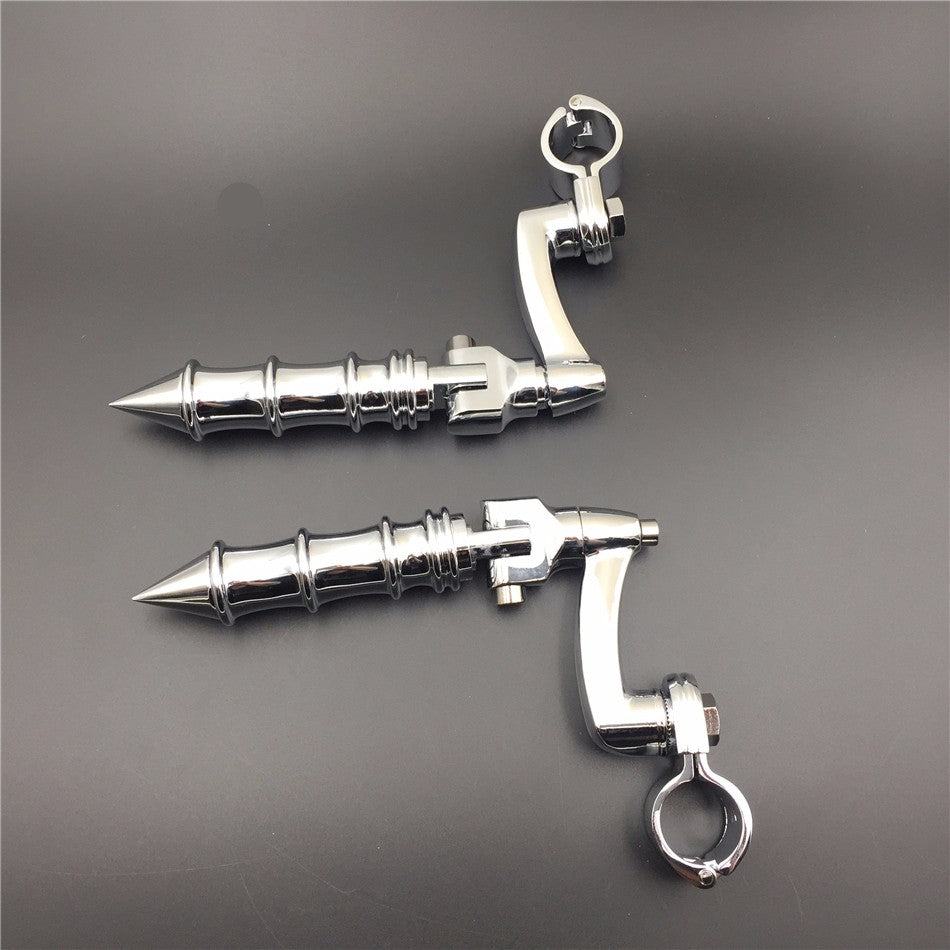Chrome Peg Mounting Kit with Foot Peg for 1 inch 25mm Front Engine Guard Frame Tube H75865
