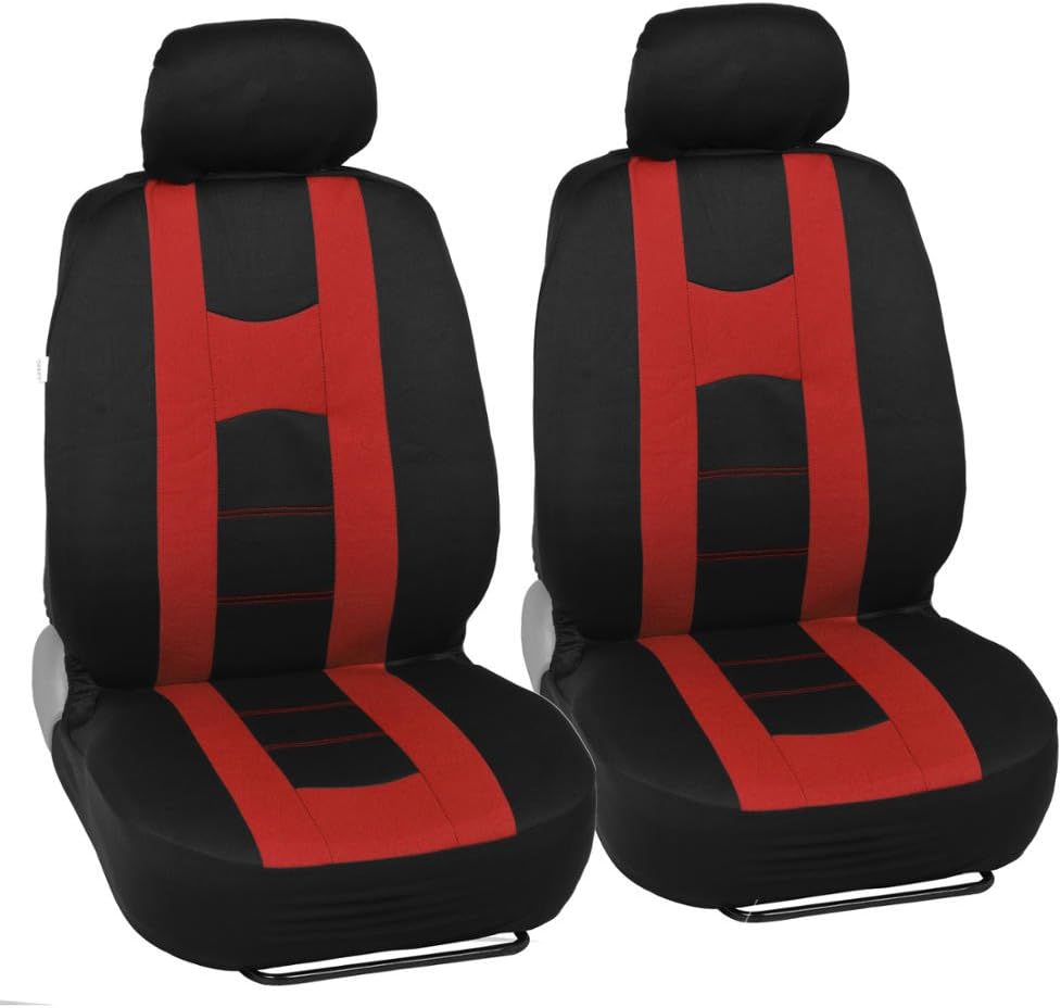 Black/Red Stripe Seat Covers Full Set Pack of 2 F74349