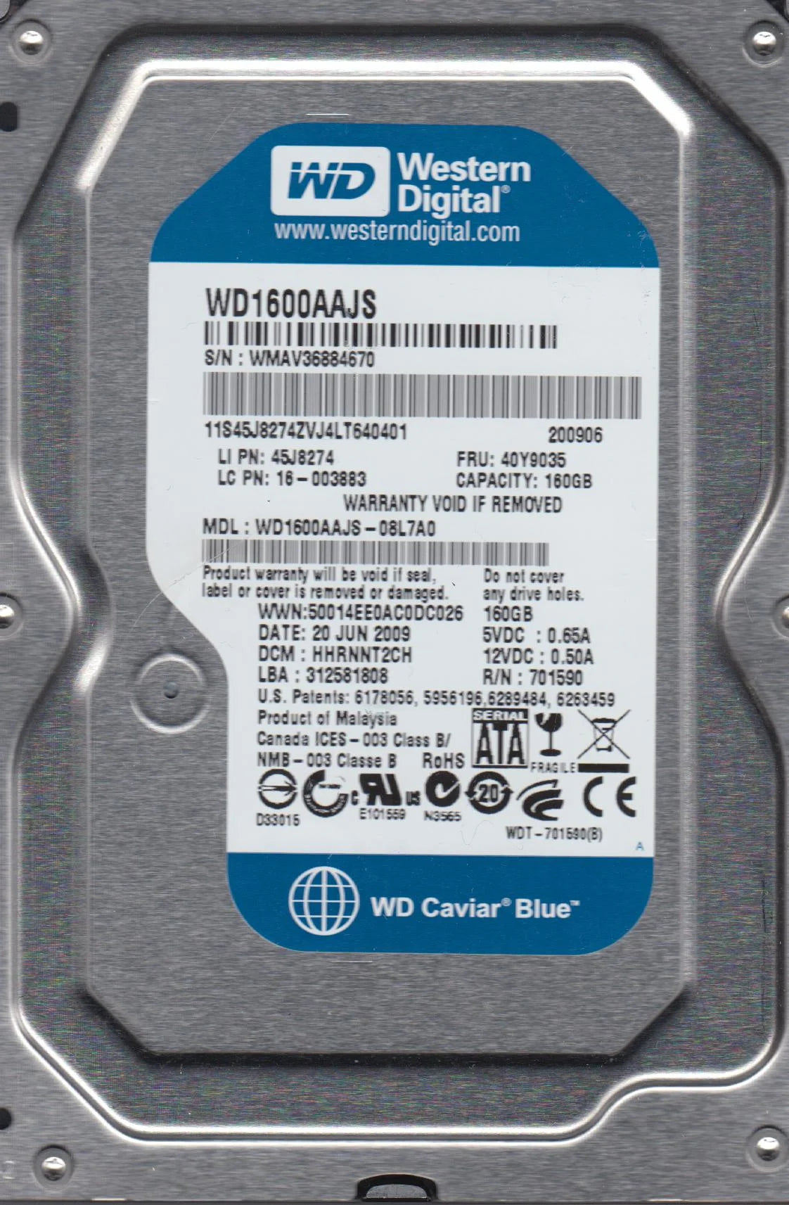 160GB SATA 3.5 Hard Drive P449231