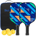 2 Multicolor Carbon Fiber Pickleball Paddles with 4 Balls and 1 Bag P306