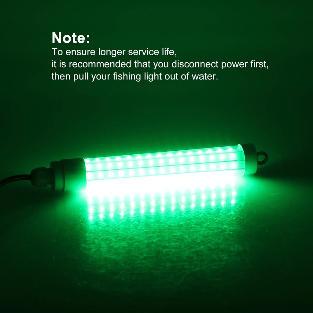 2Pcs Underwater Night Fishing Light, 12V 10.5W 120LED 1000 Lumen Green Submersible Fishing Light U26136