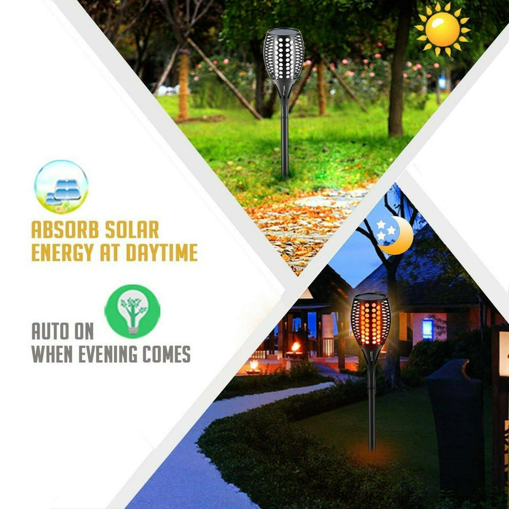 Solar Torch Lights Waterproof Flickering Flame Torches K4855
