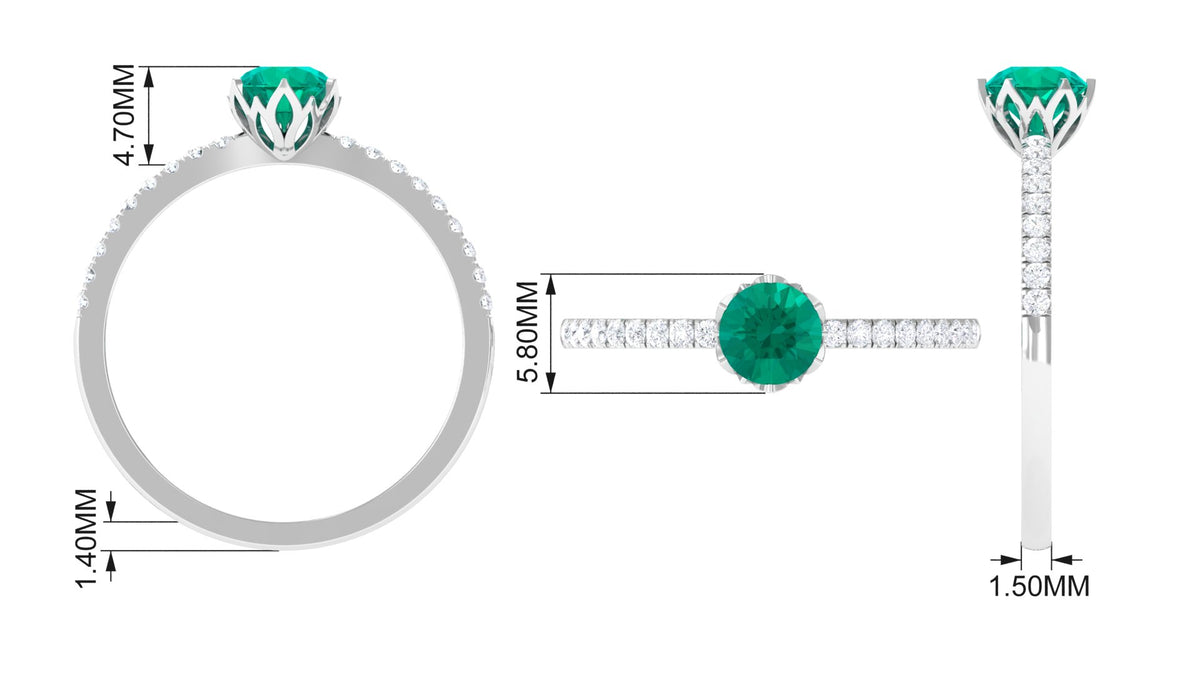 Emerald and Diamond 925 Sterling Silver Promise Ring Y60014