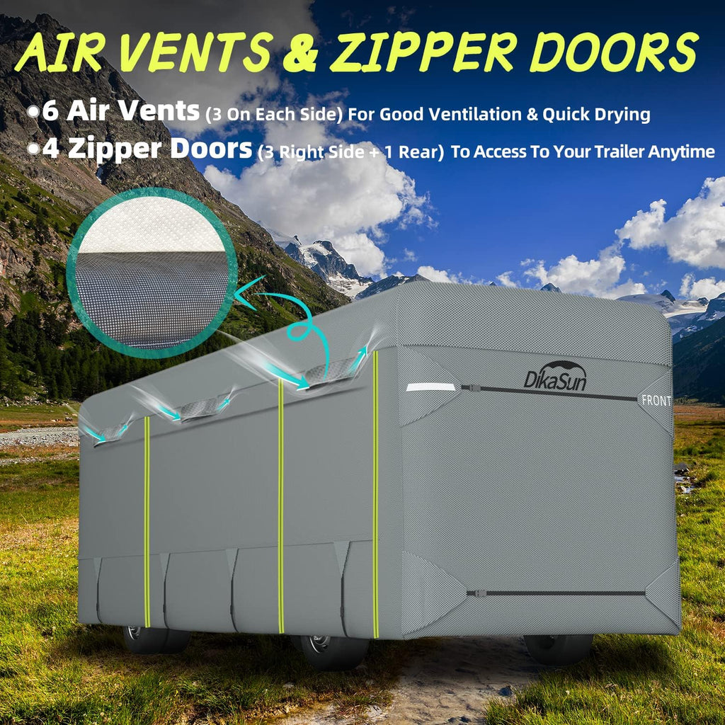 RV Cover for 31'-34' with 2Pcs Extra Straps & 6 Gutter Covers Grey D242129