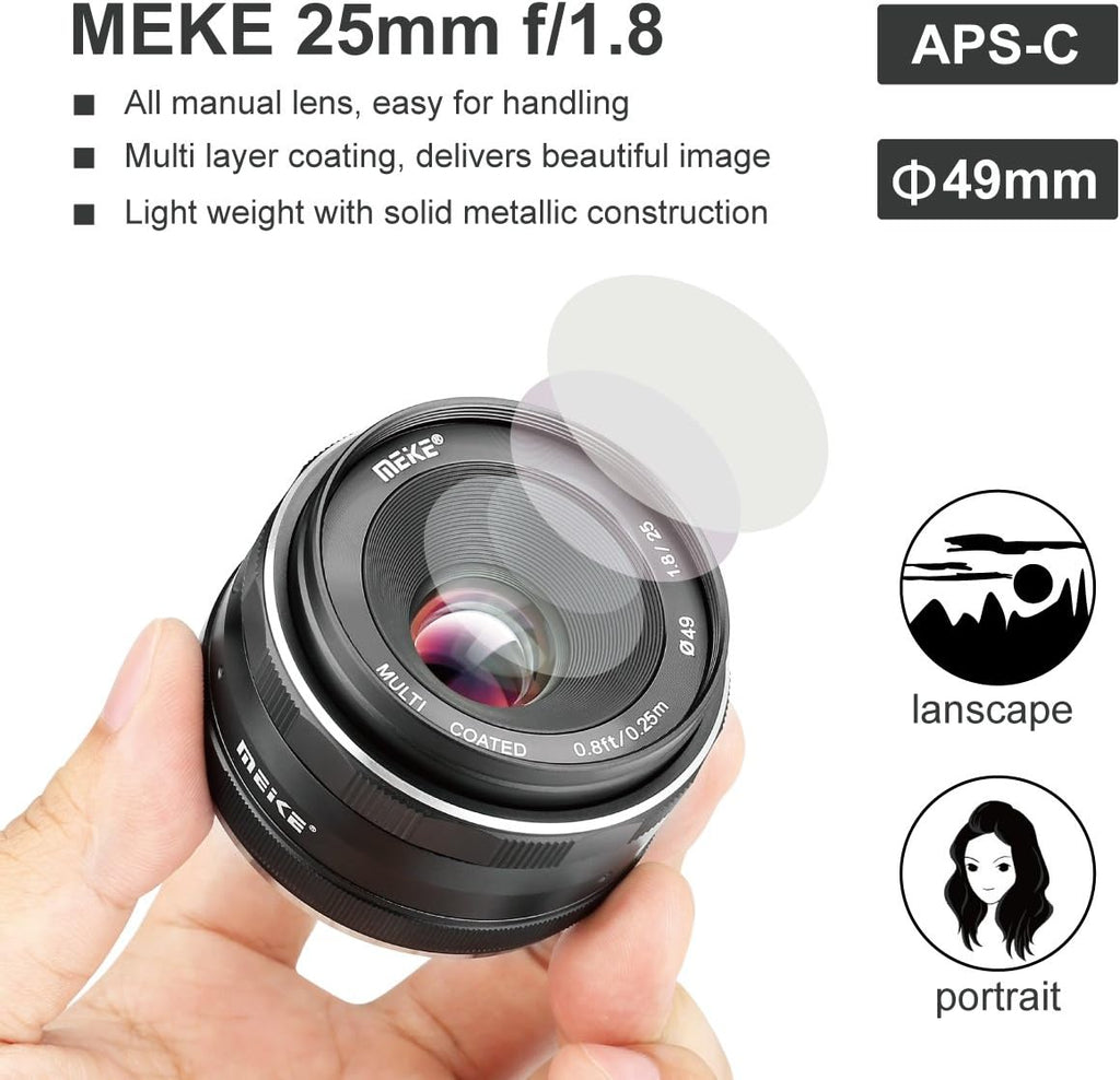 25mm F1.8 Wide Angle Manual Focus Lens for Fujifilm X Mount Mirrorless Cameras V453198