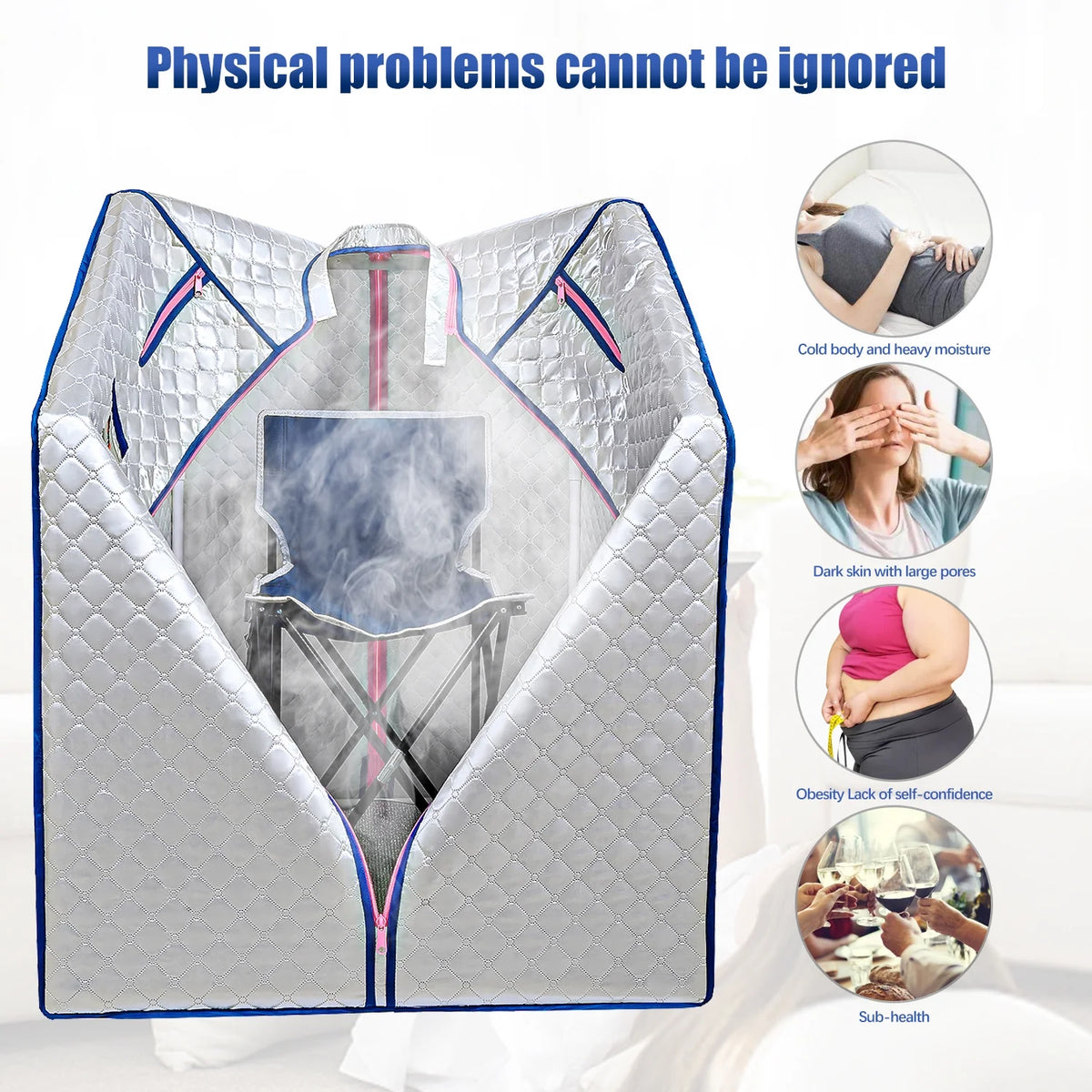 Portable Steam Sauna Tent with Heater, Chair, Remote B728150