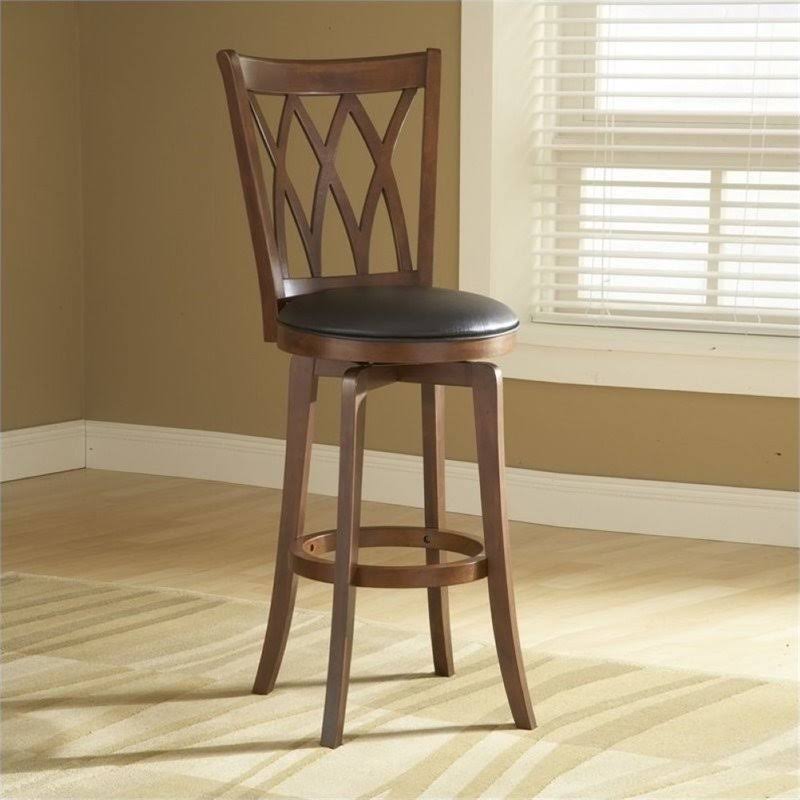 Antique Brown Faux Leather Swivel Counter Stool Y912010