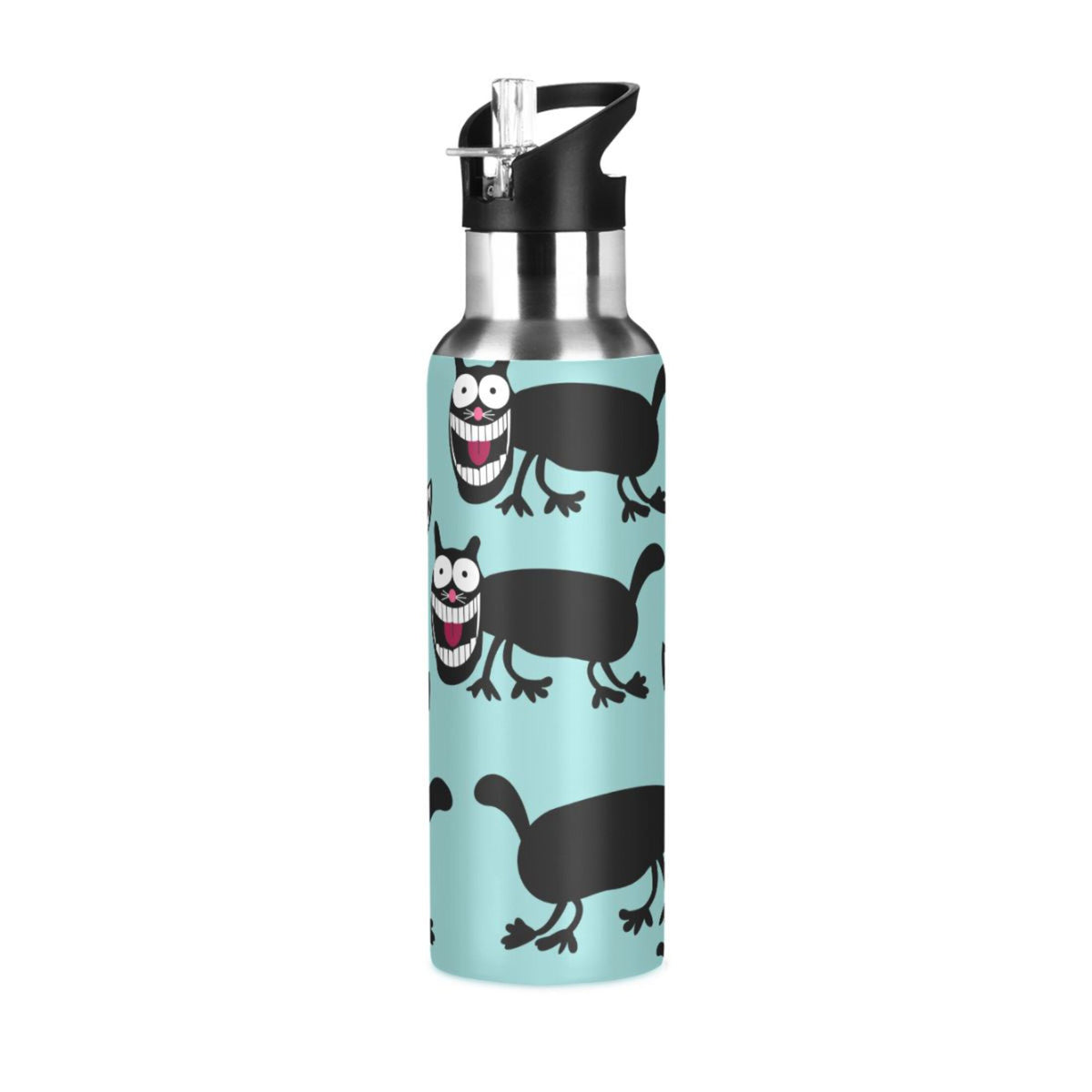 Stainless Steel Insulated Thermos Vacuum Flask Water Bottle with Straw Lid T582