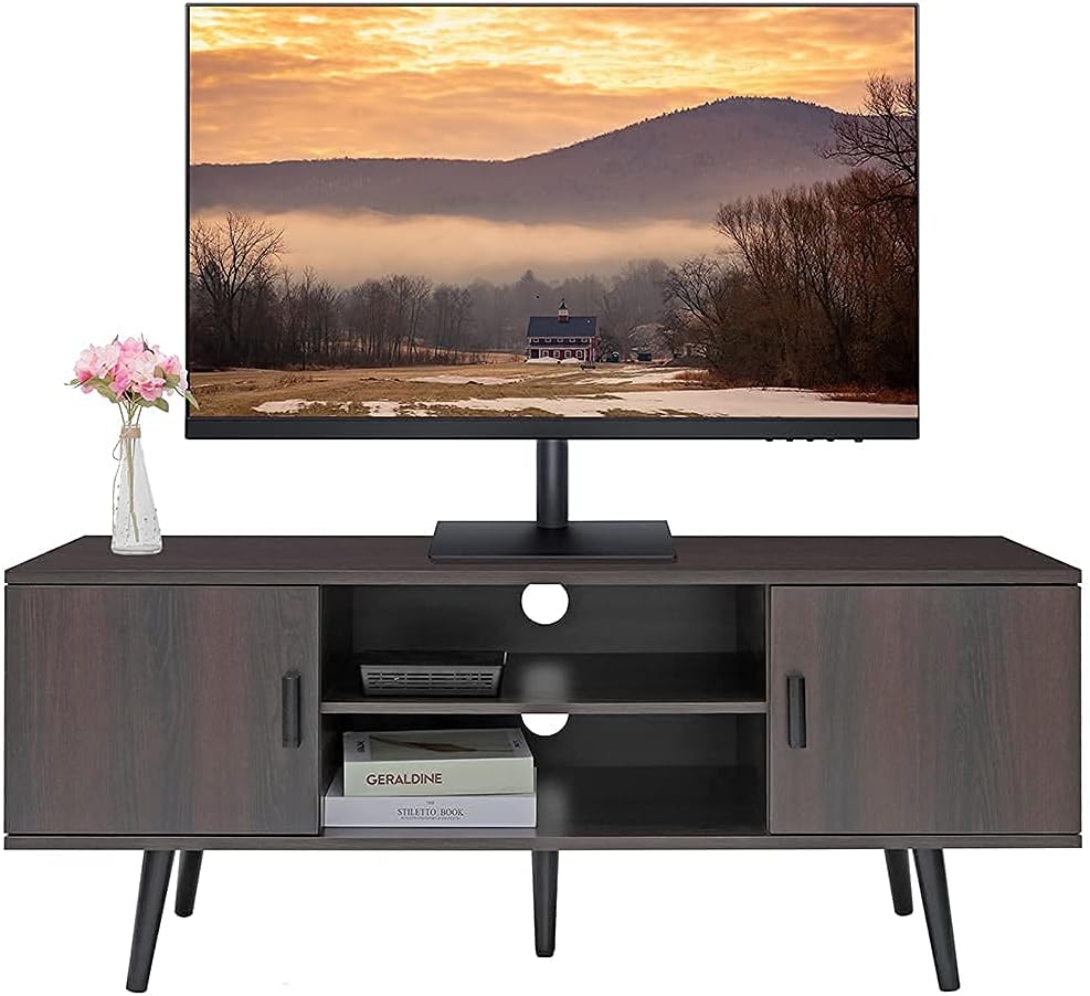 Rustic Brown TV Stand with 2 Storage Cabinet Y4576
