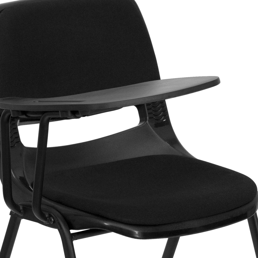 Black Padded Ergonomic Shell Chair with Flip-Up Tablet Arm R88760