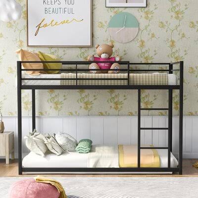 Twin Over Twin Metal Bunk Bed with Ladder H28731