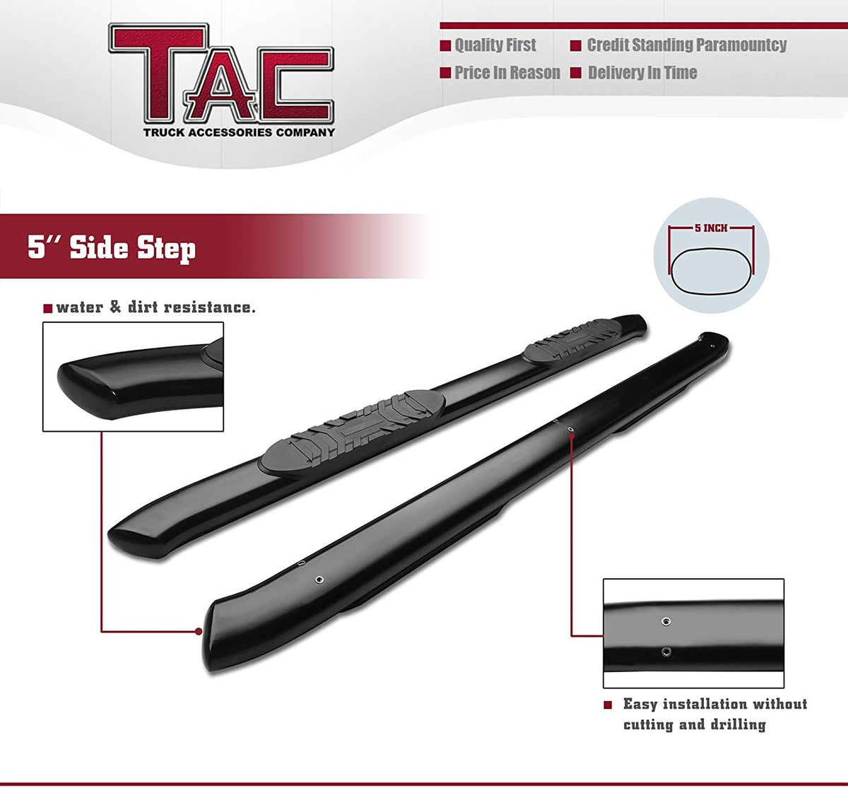 Black Oval Bend Side Steps Nerf Bars Running Boards (2 Pieces) D14167