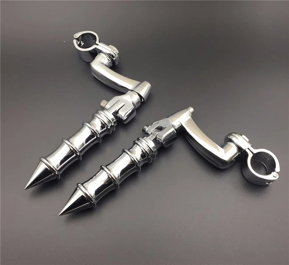 Chrome Peg Mounting Kit with Foot Peg for 1 inch 25mm Front Engine Guard Frame Tube H75865