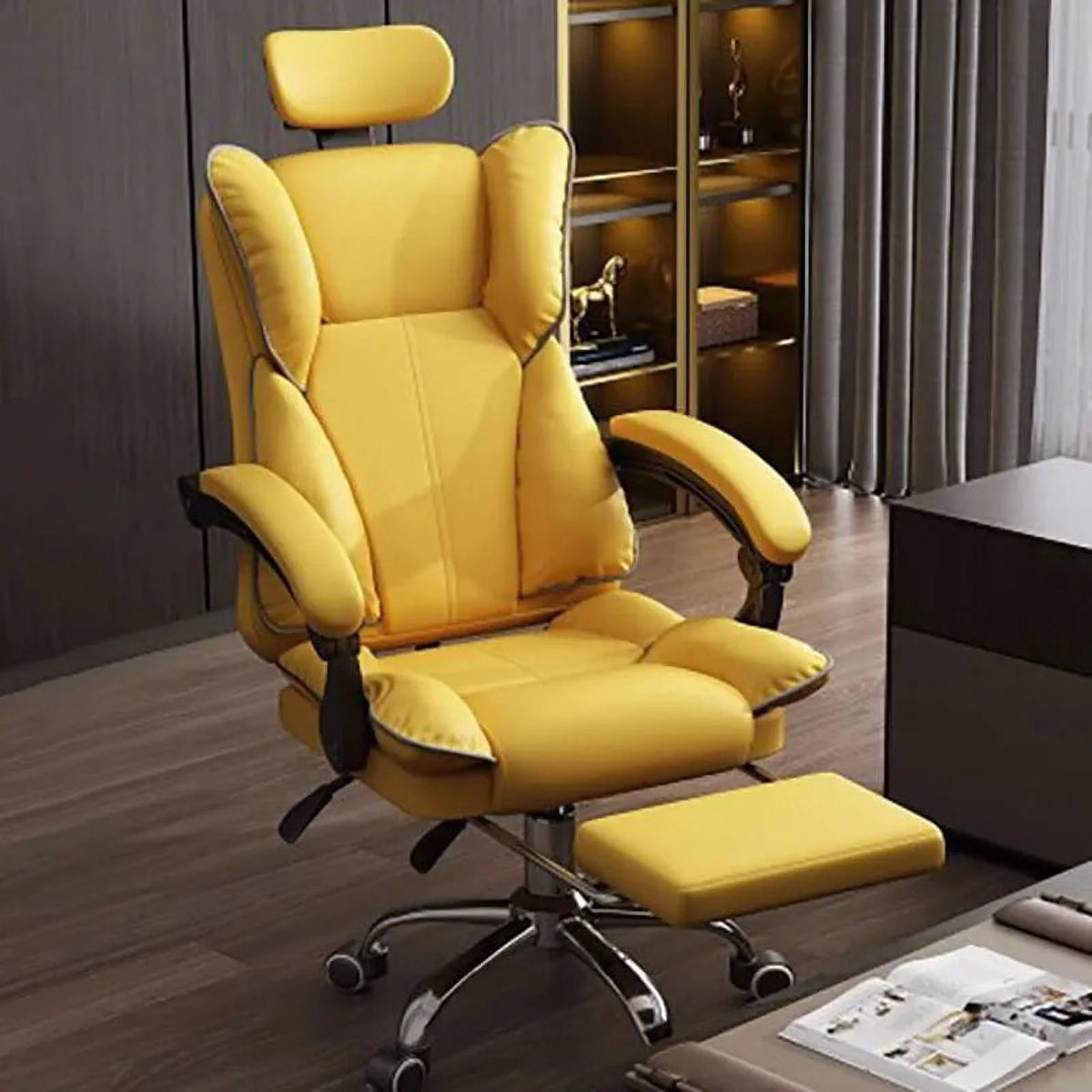 Leather Office Chair with Footrest and Wheels O360460