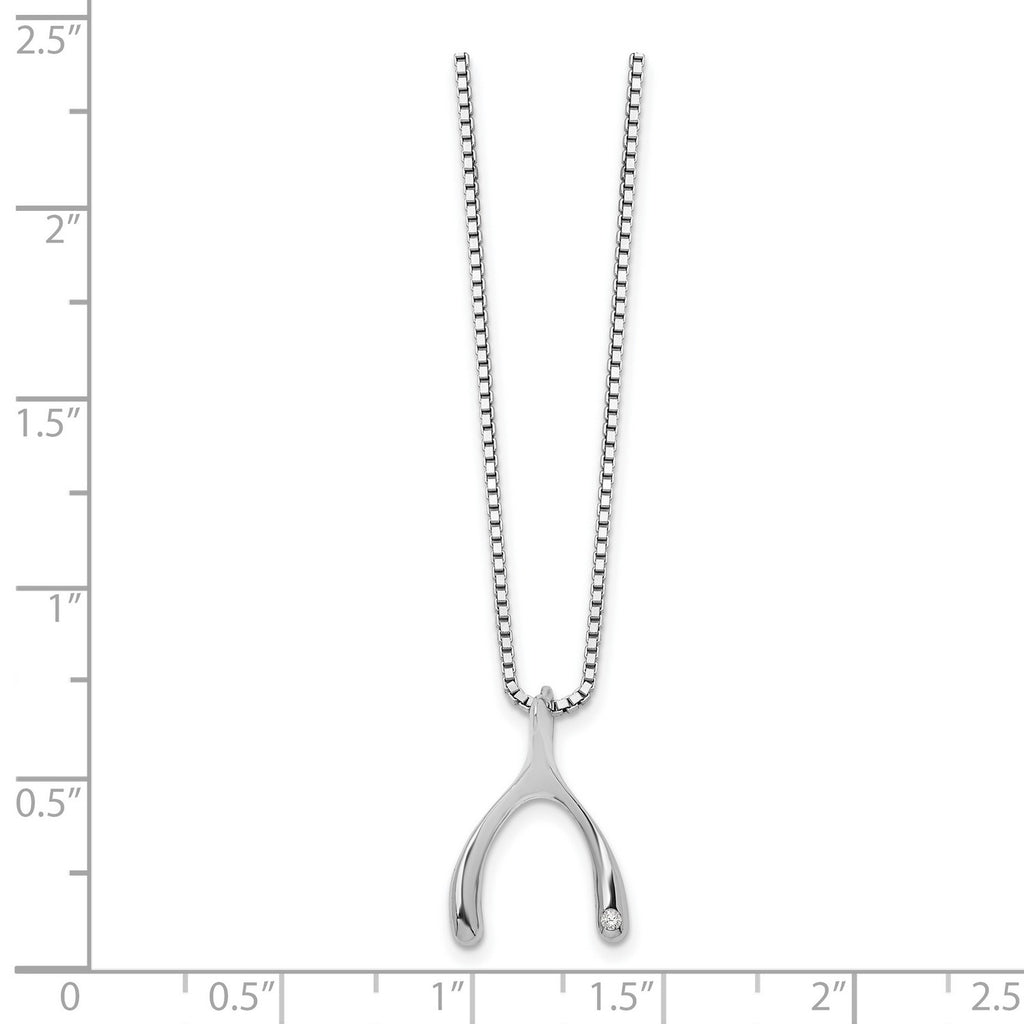 Diamond Wishbone Slide Pendant Necklace In 925 Sterling Silver 18 Inches X566324