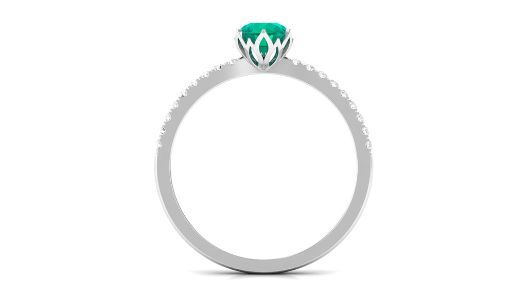 Emerald and Diamond 925 Sterling Silver Promise Ring Y60014