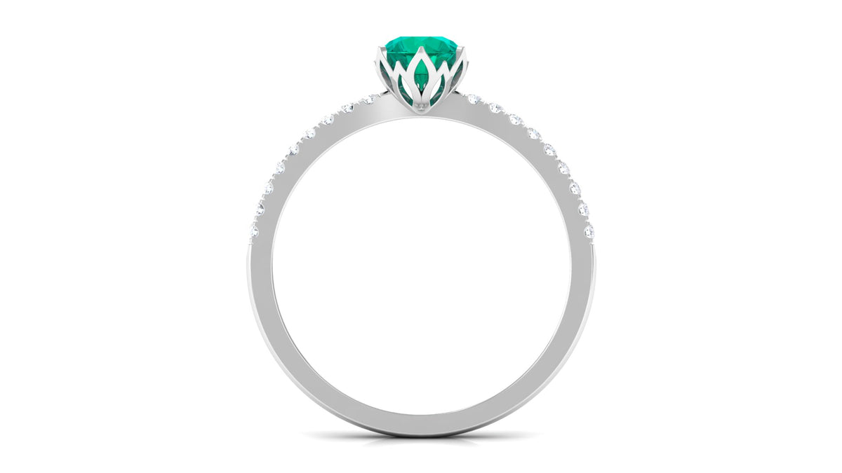 Emerald and Diamond 925 Sterling Silver Promise Ring Y60014