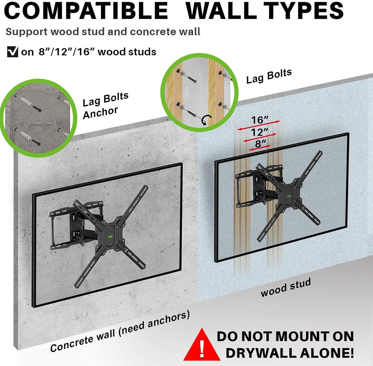 Full Motion TV Wall Mount Dual Articulating Arms, Max VESA 600x400mm, 100lbs, Pack of 2 M652463