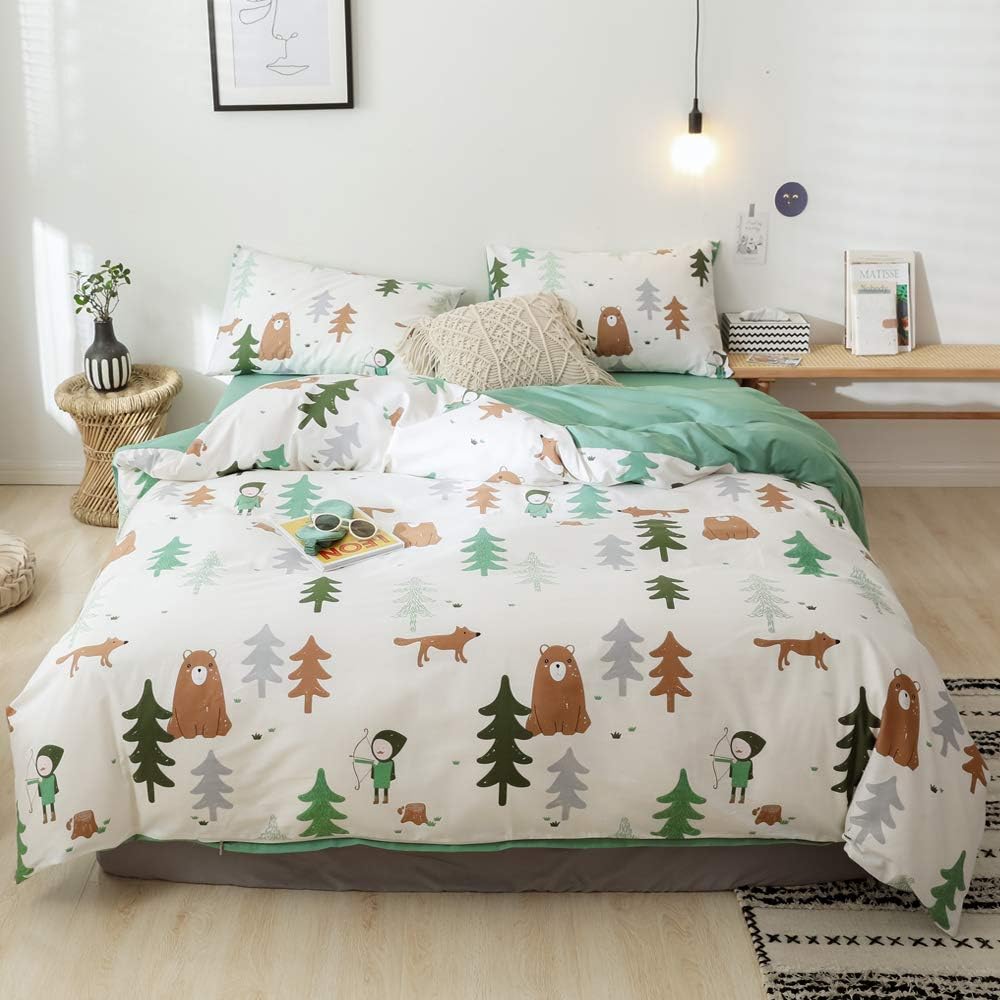 Rainbow Twin Cotton Duvet Cover with Zipper Ties, 1 Comforter Cover 2 Shams H36153