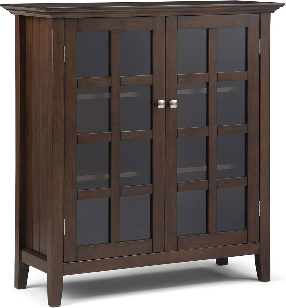 Solid Wood 39 inch Wide Storage Cabinet in Black with 2 Tempered Glass Doors and 4 Adjustable Shelves A77850