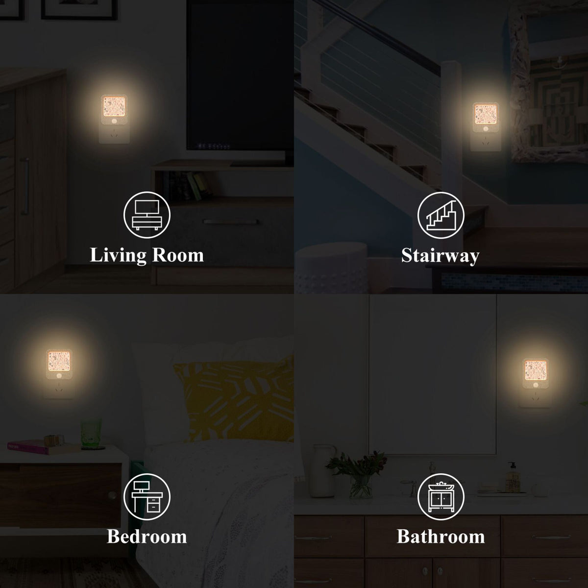 2 Pack LED Motion Sensor Night Light Plug into Wall X820918