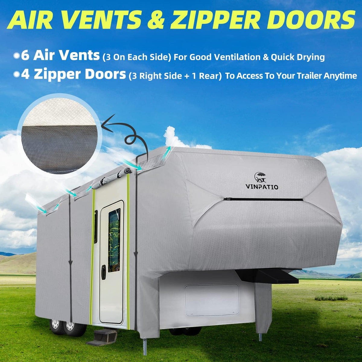 6 Layers 5th Wheel RV Cover Fits 31'-34' RV I2529