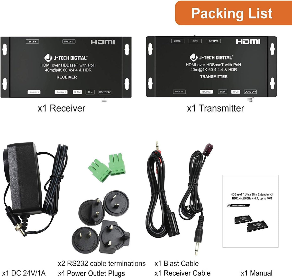 4K HDMI 2.0 Extender with Local Loop Out & Dual Outputs O27639