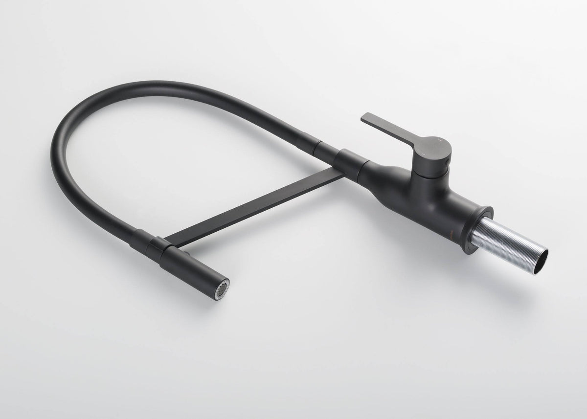 Matte Black Gooseneck Single Lever Kitchen Faucet with Spray Head H49013