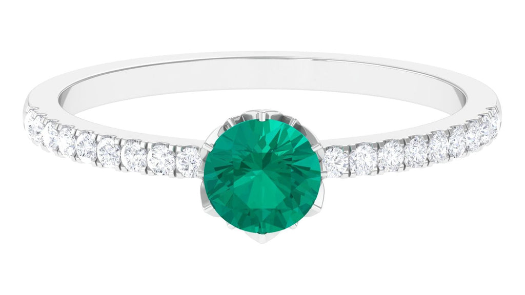 Emerald and Diamond 925 Sterling Silver Promise Ring Y60014