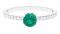 Emerald and Diamond 925 Sterling Silver Promise Ring Y60014