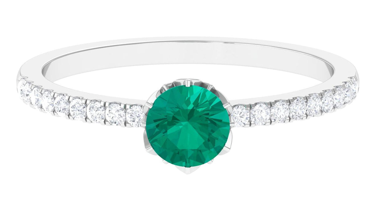Emerald and Diamond 925 Sterling Silver Promise Ring Y60014