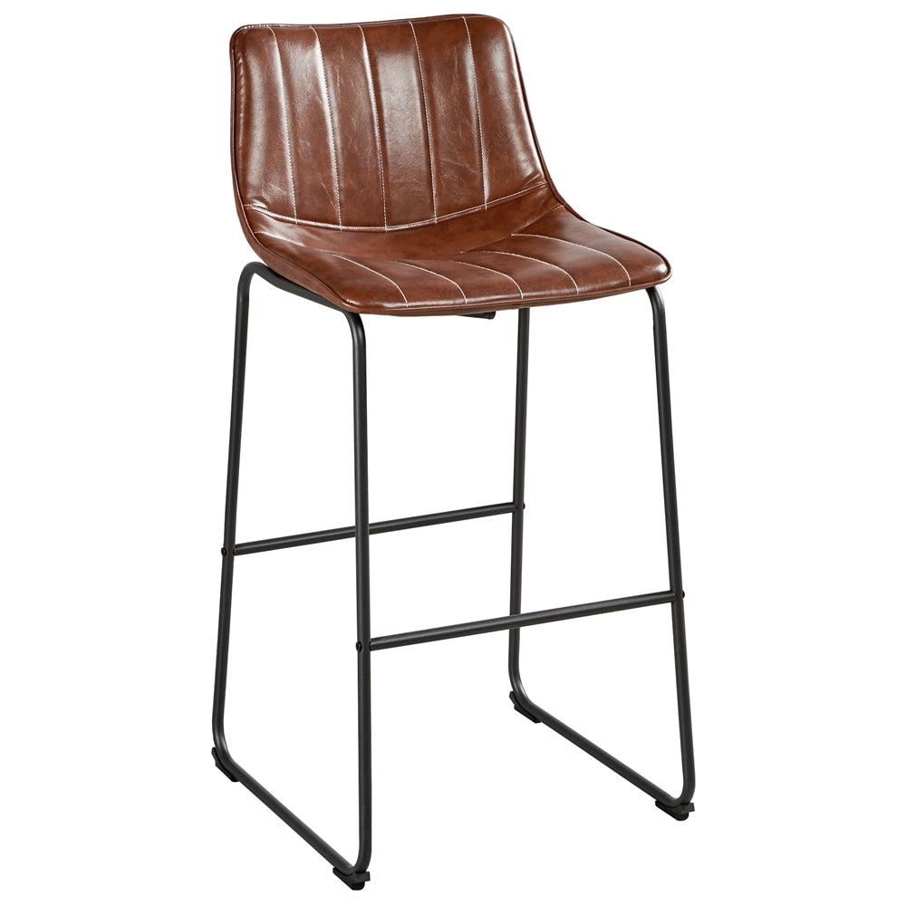 Brown PU Leather Bar Stool with Backrest, Set of 4 B1459