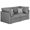 Gray Linen Fabric Loveseat Couch with Pillows L8127