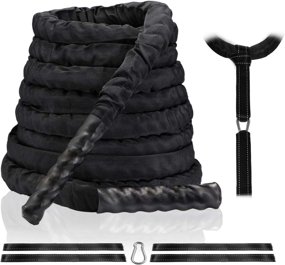 Battle Ropes with Anchor Kit, Poly Dacron Heavy Workout Ropes with Protective Cover Y995