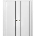 Sliding French Double Pocket Doors 48 x 80 inches White Silk with Frosted Glass Solid Wood Interior Doors Q4598