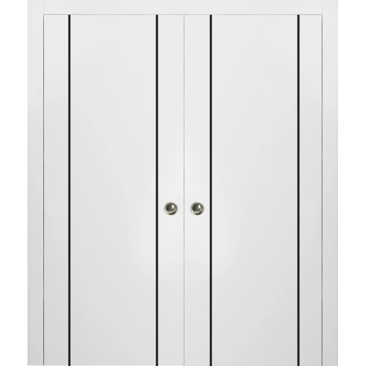 Sliding French Double Pocket Doors 48 x 80 inches White Silk with Frosted Glass Solid Wood Interior Doors Q4598